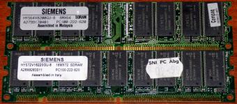 Siemens HYS64V8200GU-8 8Mx64 & HYS72V16220GU-8 16Mx72 PC100 SDRAM Compaq Italy